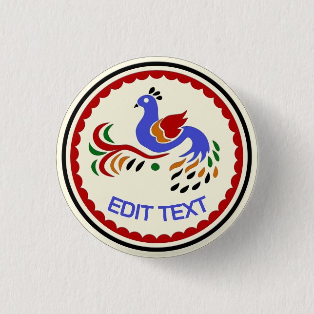 Pennsylvania Dutch Hex Sign , add text Button (Front)