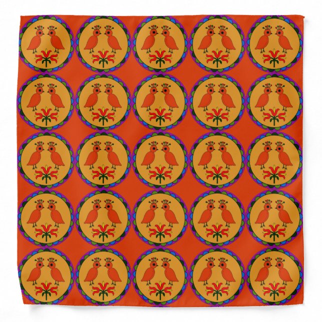 Pennsylvania Dutch Hex Sign Birds Welcome Bandana (Front)