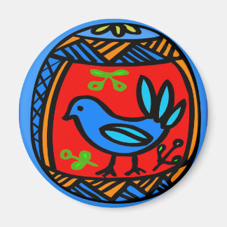 Pennsylvania Dutch Hex Sign Blue Bird Magnet