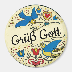 Pennsylvania Dutch Hex Sign Grüß Gott Magnet