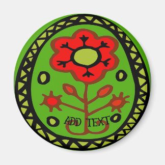 Pennsylvania Dutch Hex Sign Red Flower Magnet