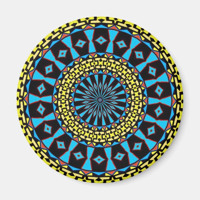 Pennsylvania Dutch Hex Sign Spring Blue Circles Magnet (Front)