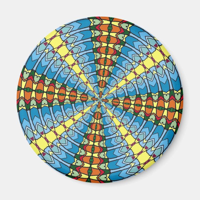 Pennsylvania Dutch Hex Sign Spring Green and Blue Magnet (Front)