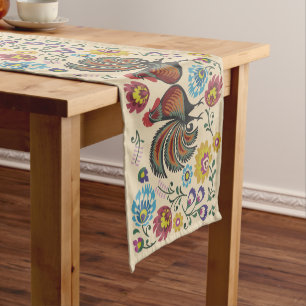 Pennsylvania Dutch Roosters Short Table Runner