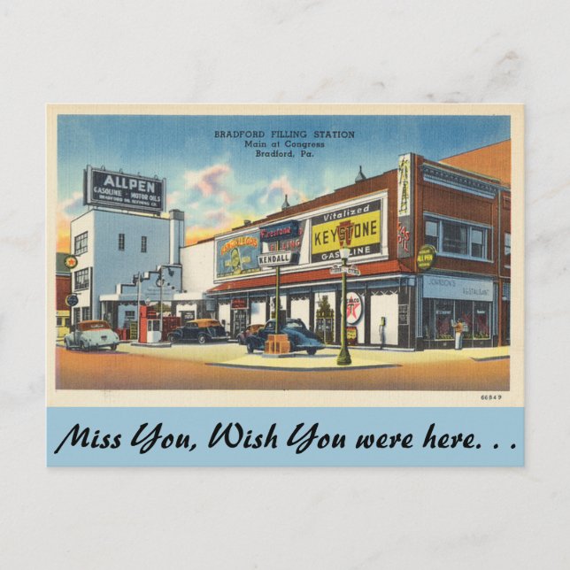 Pennsylvania, Filling Station, Bradford Postcard (Front)