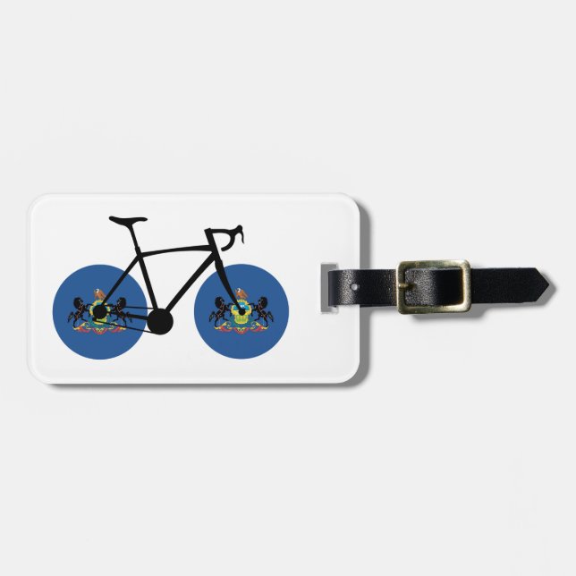 Pennsylvania Flag Cycling Luggage Tag (Front Horizontal)