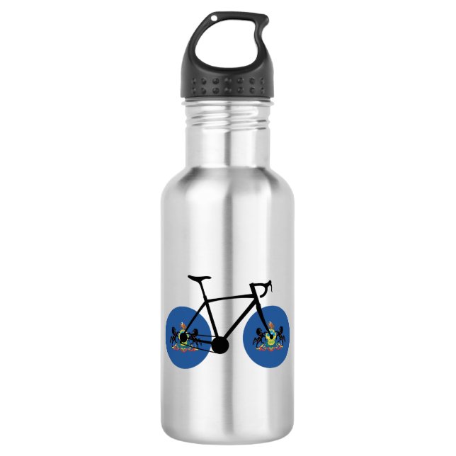 Pennsylvania Flag Cycling Stainless Steel Water Bottle (Front)
