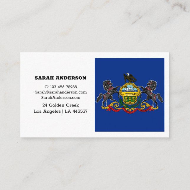 Pennsylvania Flag Elegant Business Cards / USA (Back)