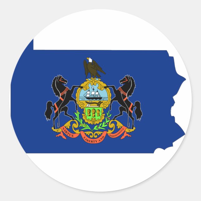 Pennsylvania Flag Map Classic Round Sticker (Front)