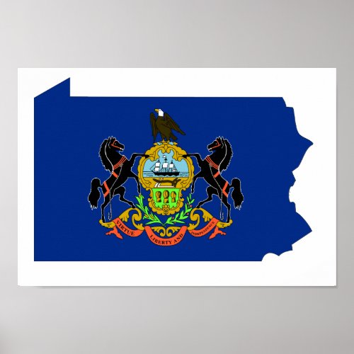 Pennsylvania Flag Map Poster