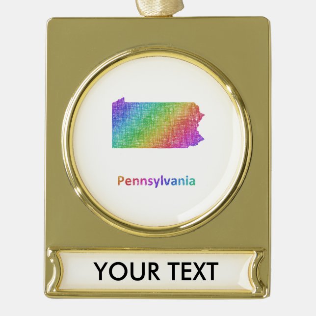Pennsylvania Gold Plated Banner Ornament (Front)
