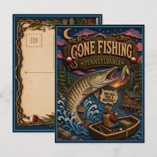 Pennsylvania Gone Fishing Muskellunge Postcard