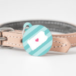 Pennsylvania Heart Pet ID Tag<br><div class="desc">Let your furry friend show some home state pride with this cute Pennsylvania pet ID tag. Design features a white silhouette map of the state of Pennsylvania with a pink heart inside, on a tone on tone turquoise stripe background. Add your pet's name and contact information to the back in...</div>