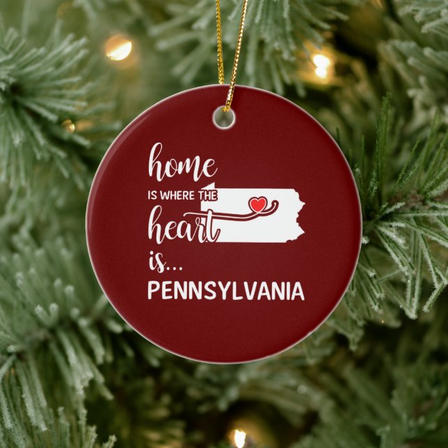 Pennsylvania home is where the heart is ceramic ornament (Tree)