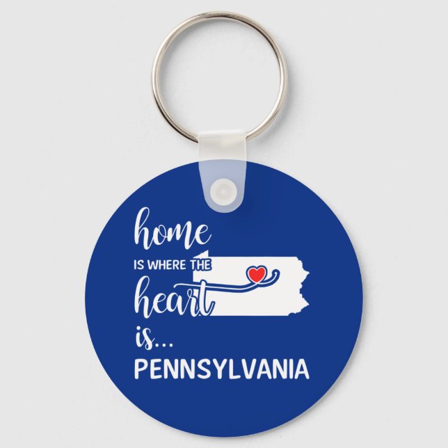 Pennsylvania home is where the heart is keychain (Front)