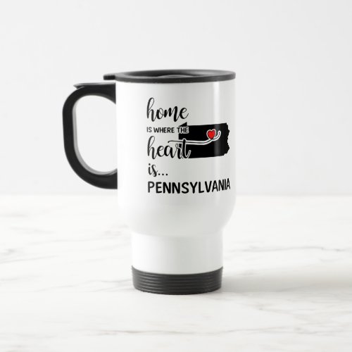 Pennsylvania home is where the heart is travel mug