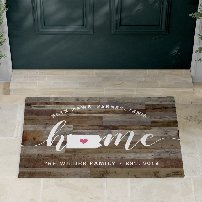Pennsylvania Home State Personalized Wood Look Doormat (Creator Uploaded)