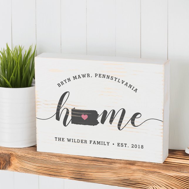 Pennsylvania Home State Rustic Family Name Wooden Box Sign (Creator Uploaded)