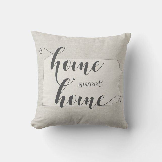 Pennsylvania  - Home Sweet Home burlap-look Throw Pillow (Front)