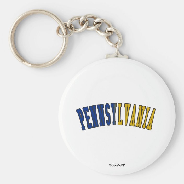 Pennsylvania in State Flag Colors Key Chain