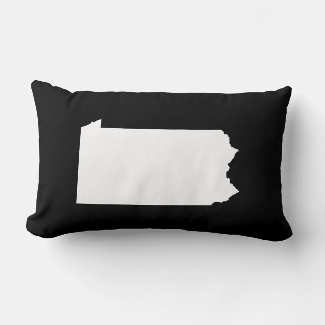 Pennsylvania in White and Black Lumbar Pillow (Front)