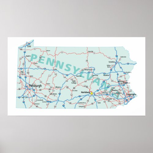 Pennsylvania Interstate Map Print