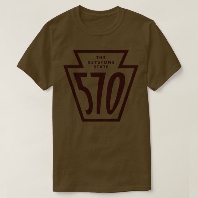 Pennsylvania Keystone Area Code 570 Brown T-Shirt (Design Front)