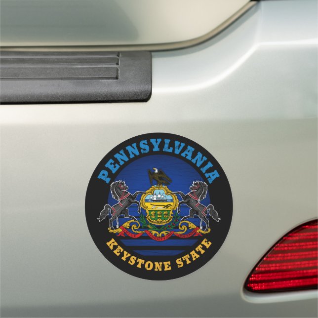 PENNSYLVANIA KEYSTONE STATE FLAG CAR MAGNET (In Situ)