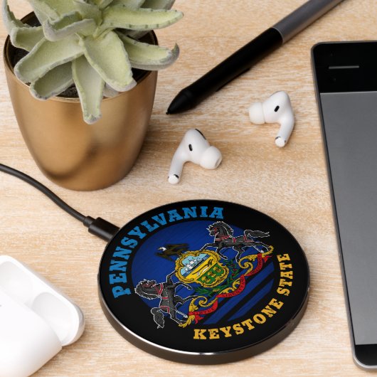 PENNSYLVANIA KEYSTONE STATE FLAG WIRELESS CHARGER (Desk 2)