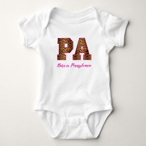 Pennsylvania Leopard Font USA State Pride Custom Baby Bodysuit