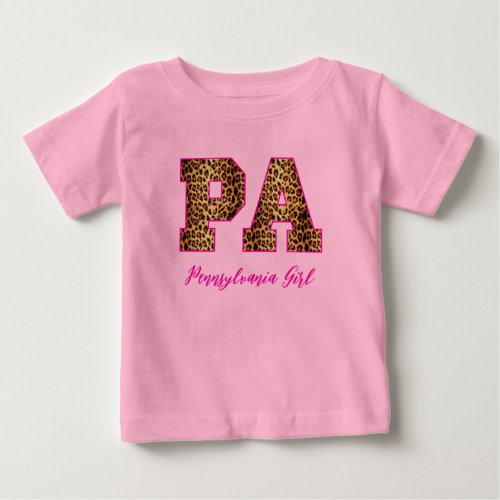 Pennsylvania Leopard Font USA State Pride Custom Baby T_Shirt