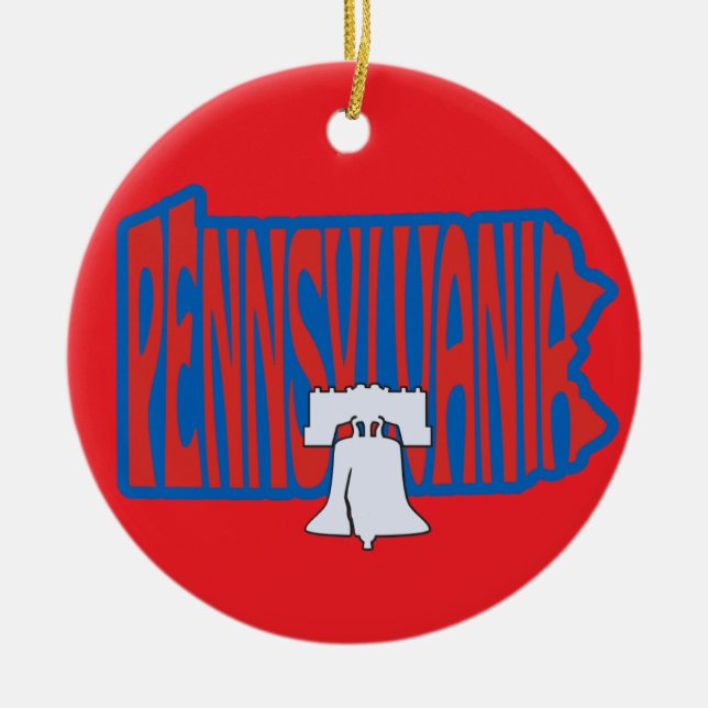 Pennsylvania Liberty Bell Christmas Tree Ornament (Front)