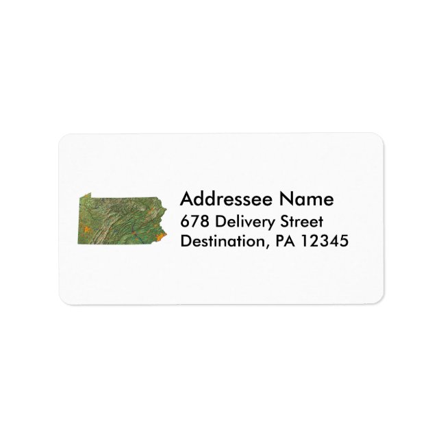 Pennsylvania Map Address Label (Front)