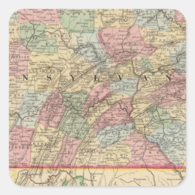 Pennsylvania Map by Mitchell Square Sticker (Front)