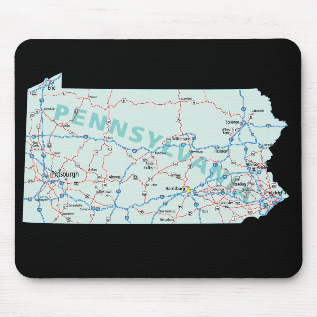 Pennsylvania Map Mousepad (Front)