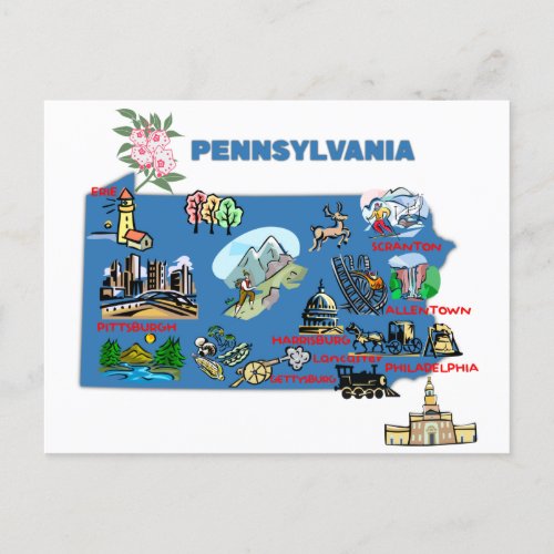 Pennsylvania map postcard