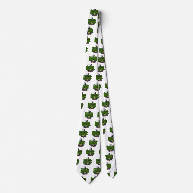 Pennsylvania Map, Quarter, Flag and Picture Text Neck Tie (Front)