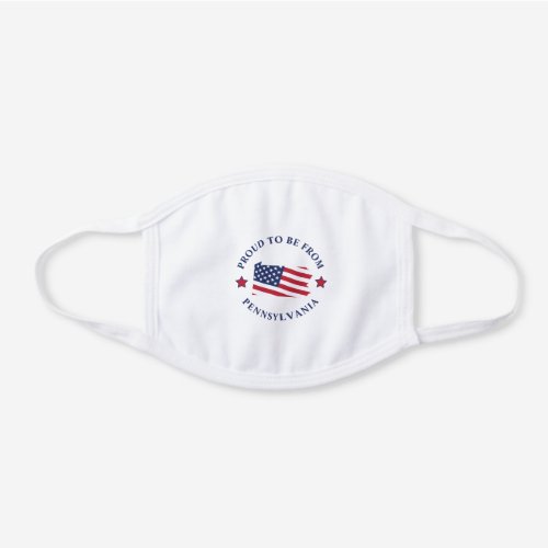 Pennsylvania Map State Red White Blue Flag White Cotton Face Mask