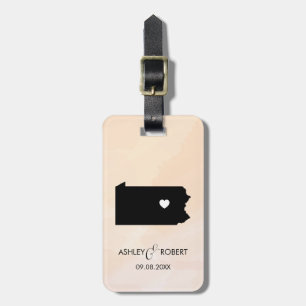 Pennsylvania Map Wedding Luggage Tag, Custom Gift Tag