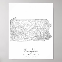 Pennsylvania Minimal Street Map Poster