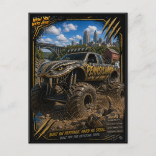 Pennsylvania Monster Truck Off Road Art Postcard