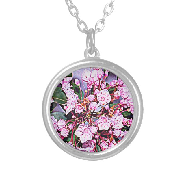 Pennsylvania Mountain Laurel Silver Plated Necklace (Front)