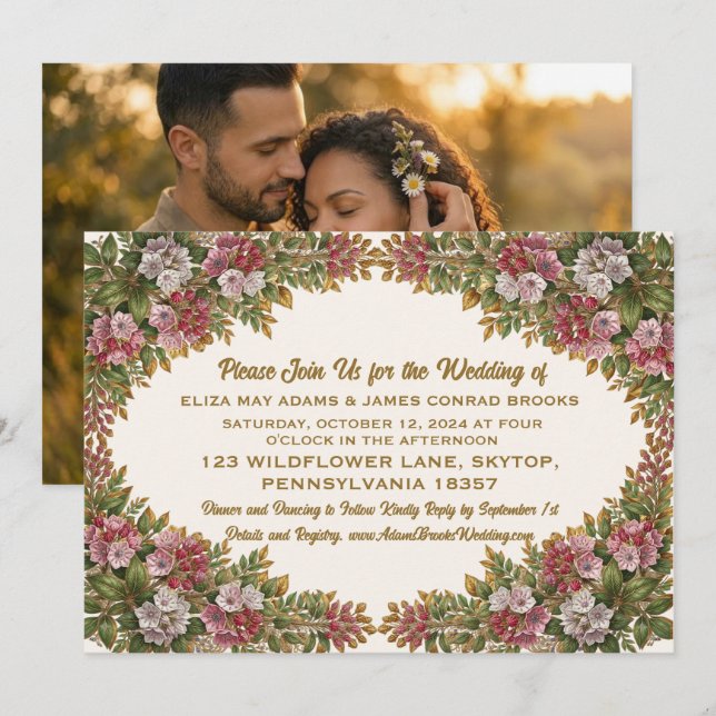 Pennsylvania Mountain Laurel Wedding Invitation (Front/Back)