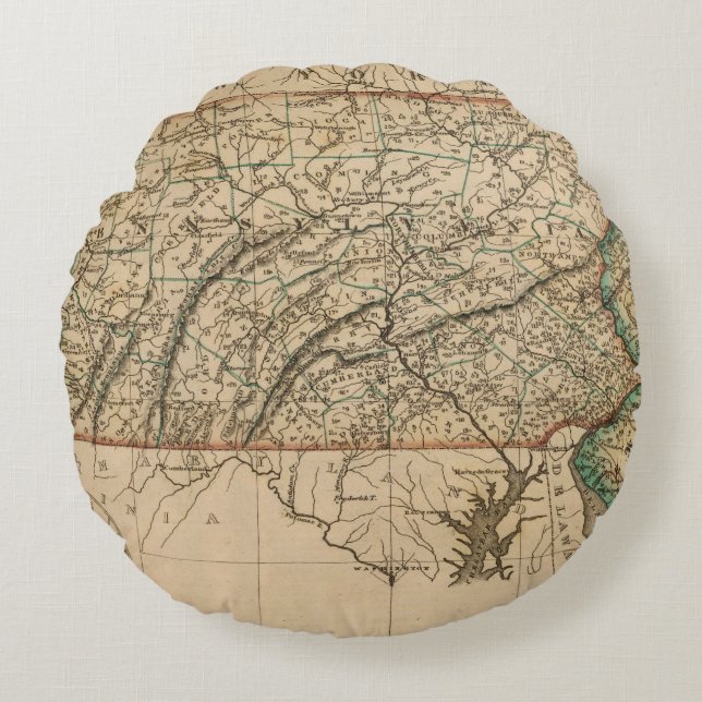 Pennsylvania, New Jersey Round Pillow (Front)