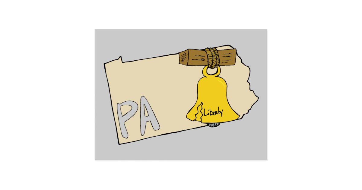 Pennsylvania Pa Map With Liberty Bell Cartoon Art Postcard Zazzle Com