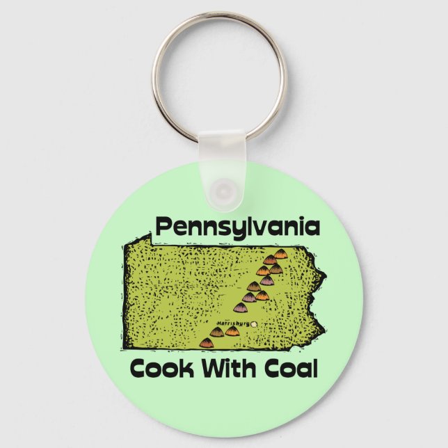 Pennsylvania PA US States Motto ~ Cook With Coal Keychain (Front)