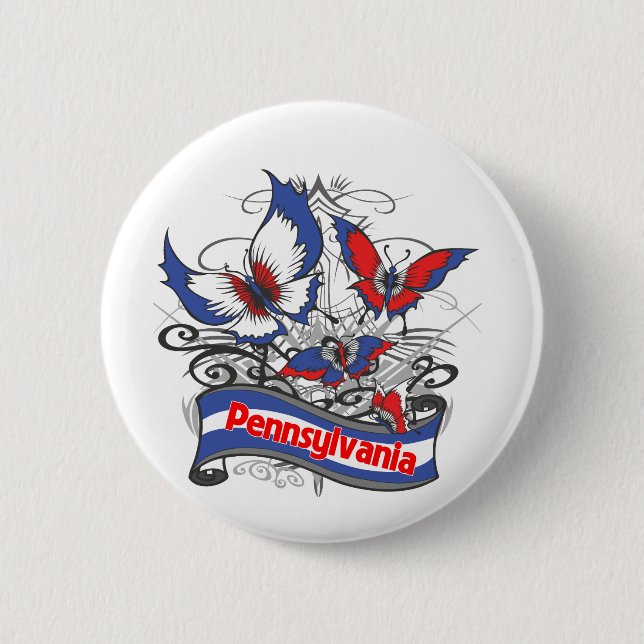Pennsylvania Patriotism Butterfly Pinback Button (Front)