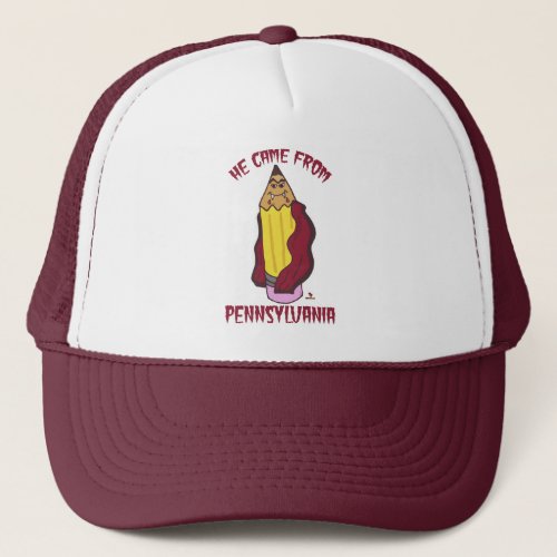 Pennsylvania Pencil Vampire Cartoon Funny Logo Trucker Hat