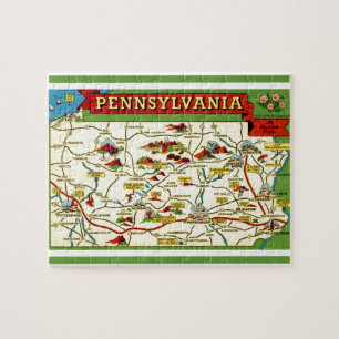 Pennsylvania Postcard Map 8x10 Puzzle