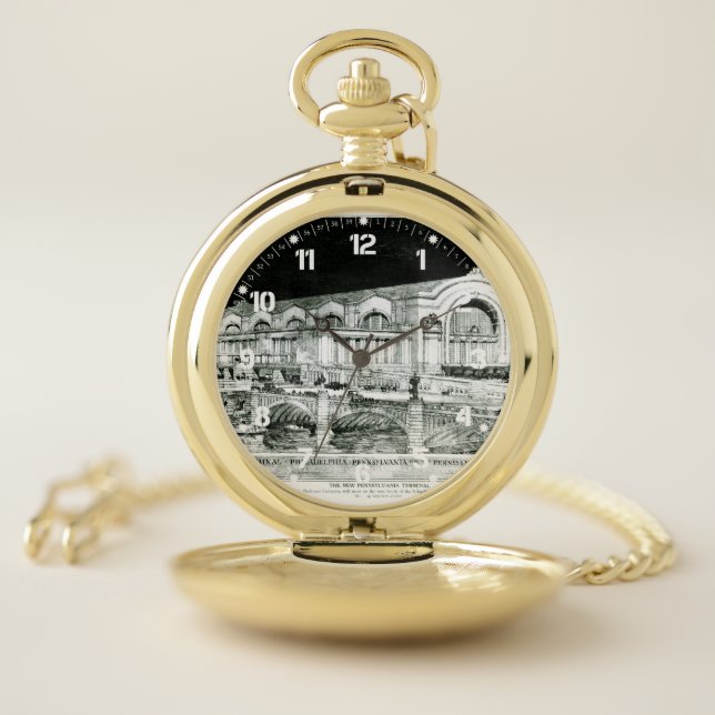 Pennsylvania Railroad 30th Street Station      Poc Pocket Watch (Inside)